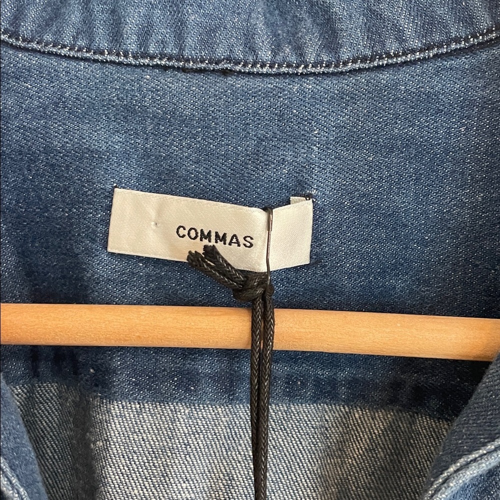 NEW COMMAS denim cotton and hemp tie front shirt Australian brand - Picture 6 of 11